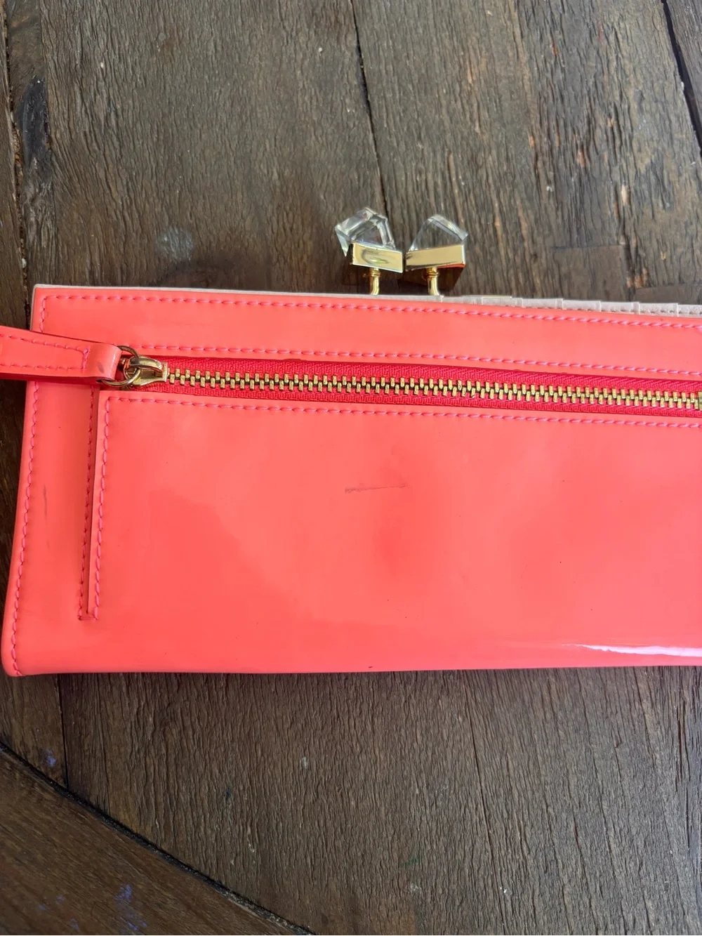 Ted Baker Coral Patent Clasp Wallet